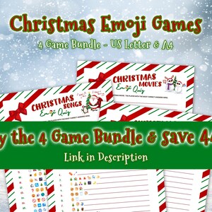 Christmas Emoji Games Bundle available in US Letter and A4 sizes. Buy the 4 game bundle and save 44%. Sold separately, link in description.