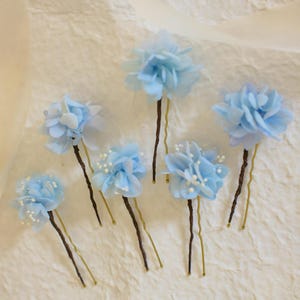 Baby Blue Hydrangea Preserved Flower Hairpin Set – Handmade Bride Wedding Hair Accessory