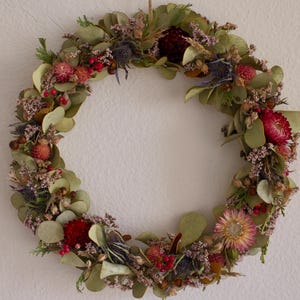 Flower Wreath – Rustic Eucalyptus & Dried Flower Wreath – Natural Boho Wall Decor