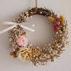 Flower Wreath – Romantic Preserved Flower Wreath – Rustic Floral Wall Decor