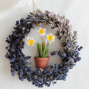 Flower Wreath – Handmade Dried Lavender Wreath – Rustic Floral Wall Decor|Fragrant Floral Décor for Home Gifts
