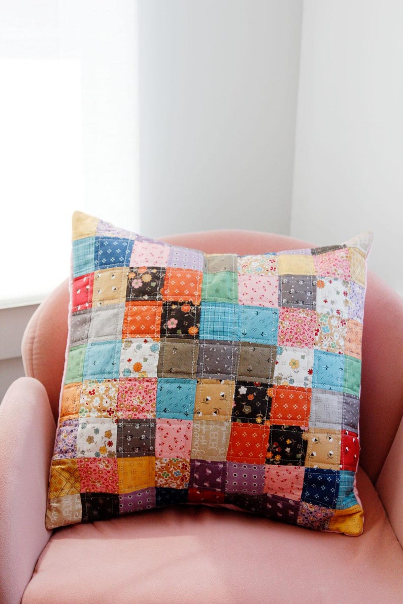 Charm Square Patchwork Pillow Pattern PDF Etsy Canada