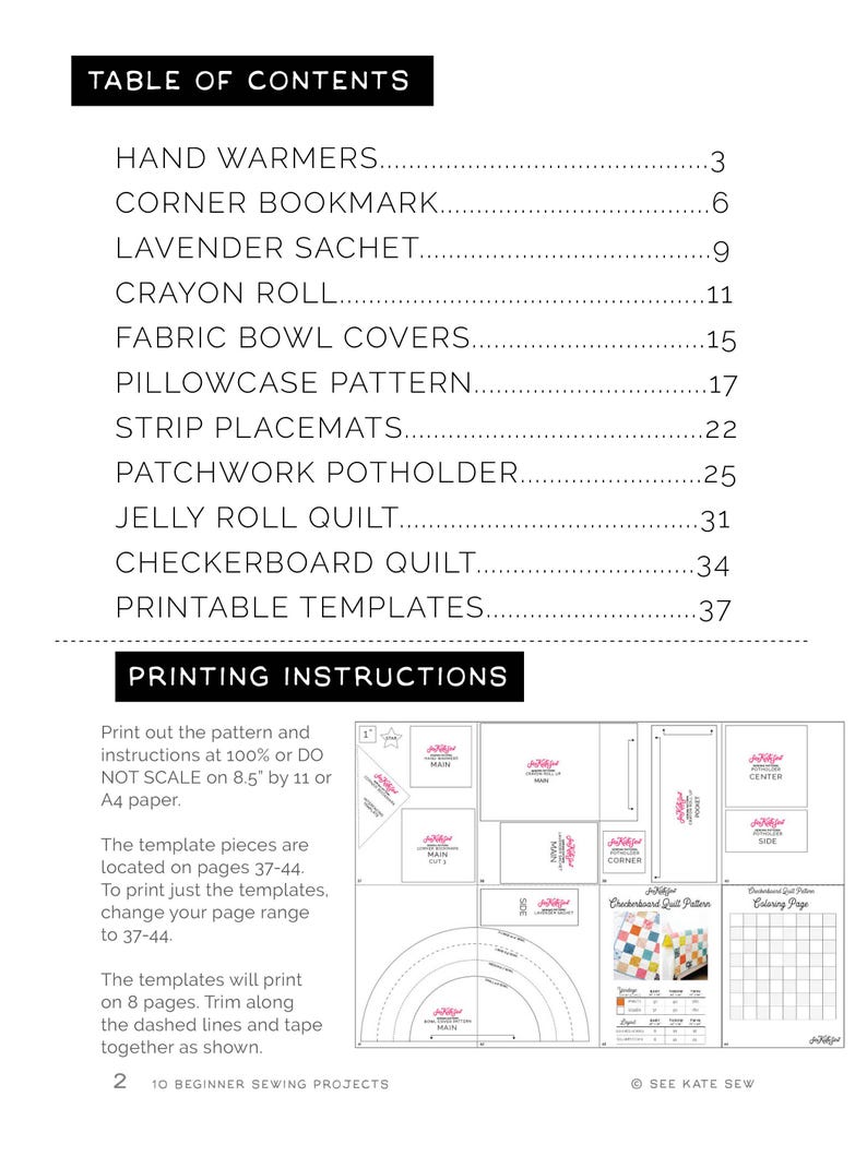 Beginner Sewing Patterns Ebook - 10 Beginner Sewing Projects PDF ...