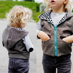 the AZTEC hooded vest PDF pattern boys and girls size 18m to 8 image 2