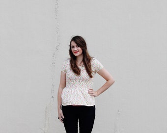 PENELOPE PEPLUM women's knit top PDF pattern