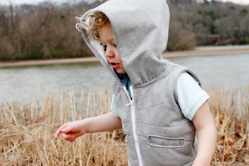 the AZTEC hooded vest PDF pattern boys and girls size 18m to 8 image 4