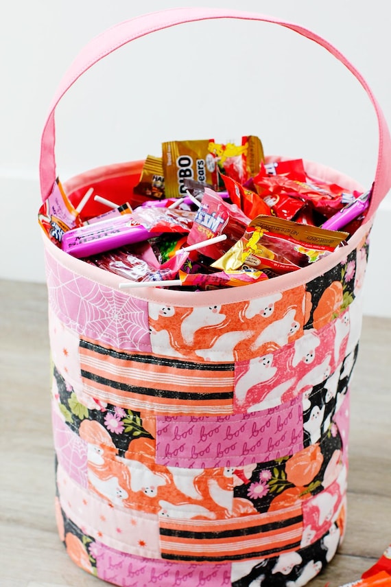 Easter Basket & Halloween Candy Bucket Sewing Pattern - Trick-or-Treating Bag from Charm Squares
