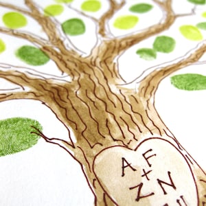 Wedding Guest Book MEDIUM 20 x 16 Family Tree Customizable Original Watercolor Painting Thumbprint Tree 65 to 150 guests image 2