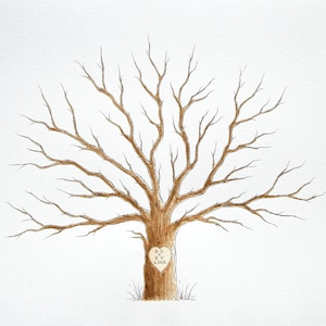LARGE Wedding Guest Book Tree 24 x 18  Customizable ORIGINAL Watercolor Painting Thumbprint Tree