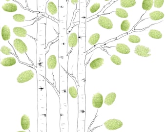 Aspen Tree Wedding Guest Book Alternative, Original Drawing