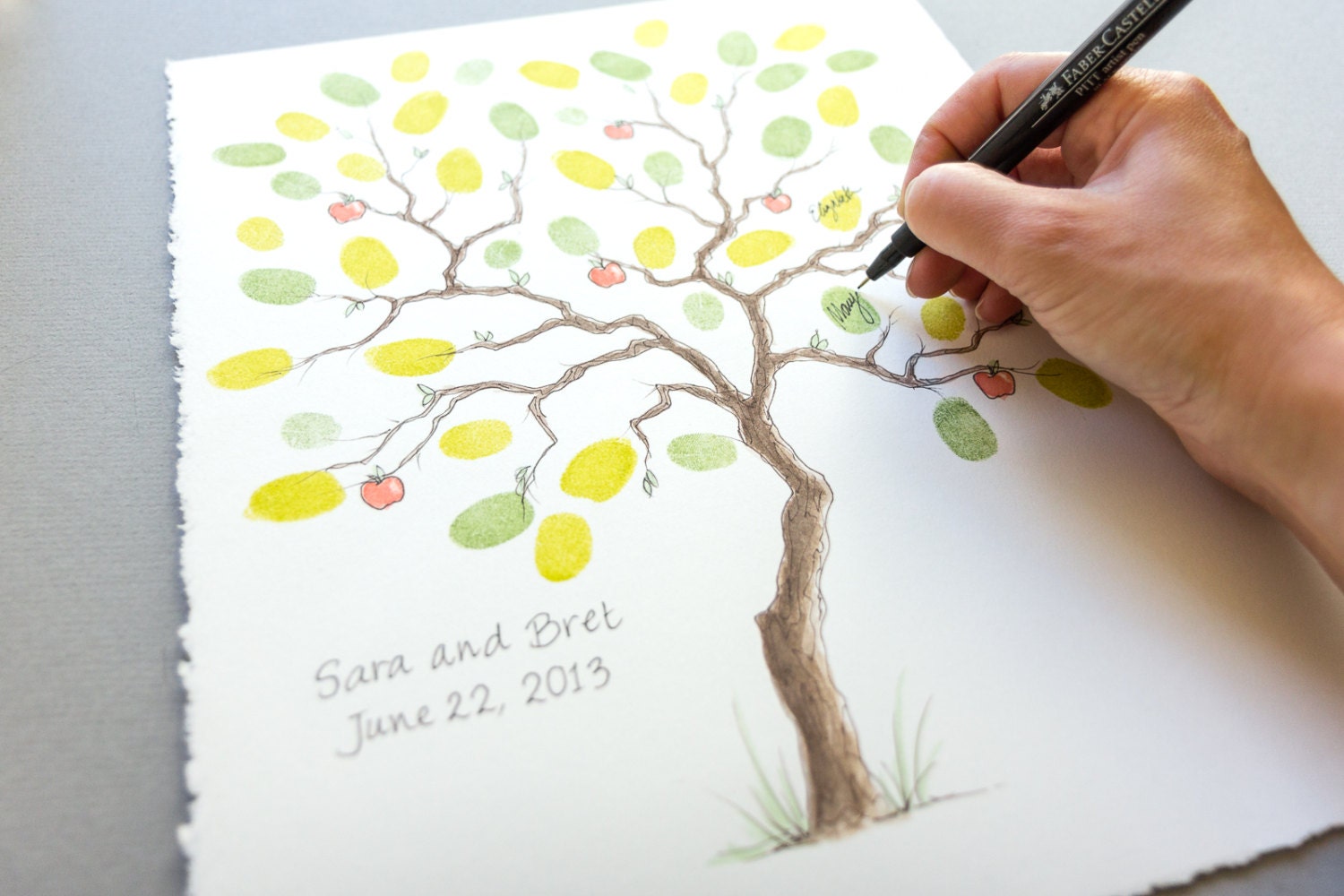 Wedding Guest Book SMALL APPLE Tree Thumbprint Tree 11 x 14 up Etsy