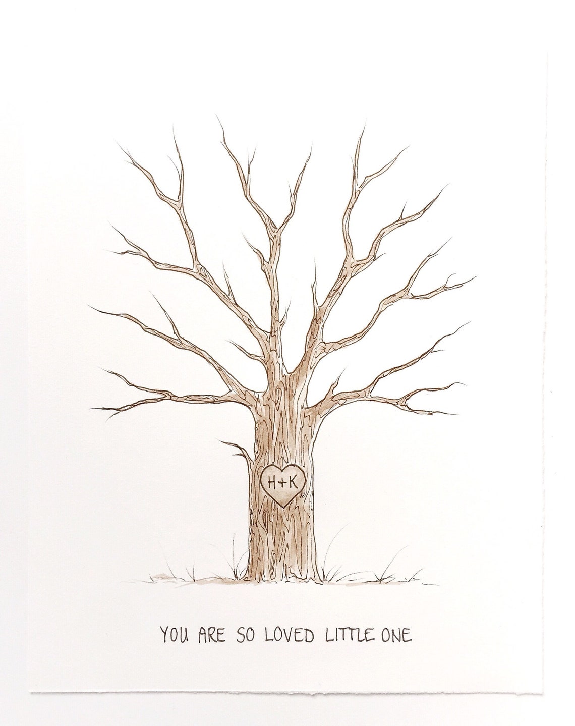 Wedding Guest Book Baby Shower EXTRA SMALL Tree Thumbprint Tree up to ...