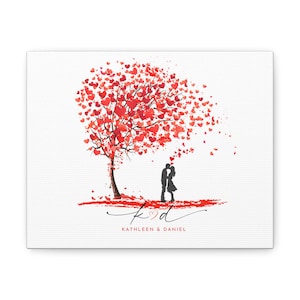 Personalized Couple Canvas - Tree of Hearts, Custom Wedding Gift, Anniversary Wall Art, Engagement Gift, Romantic Decor for Couples