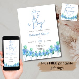 Editable its a boy babyshower invatition