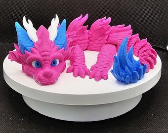 Dragón bebé articulado impreso en 3D, dragón adorable, dragón rosa, dragón flexible, dragón 3D, regalo impreso en 3D