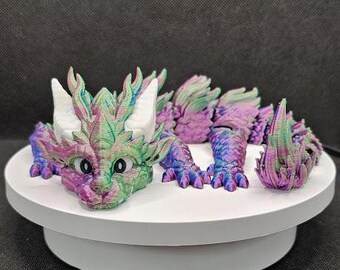Dragón bebé articulado impreso en 3D, lindo dragón, dragón multicolor, dragón flexible, dragón 3D, regalo impreso en 3D