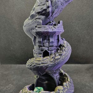 3d Printed Dice Tower, Basilisk Dice Tower, Tabletop Gaming Accessory, RPG Dice Roller, Snake Dice Tower