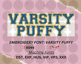 Varsity Puffy Letters Embroidery Design - Digital Download for DIY 3D PUFF {A-Z}