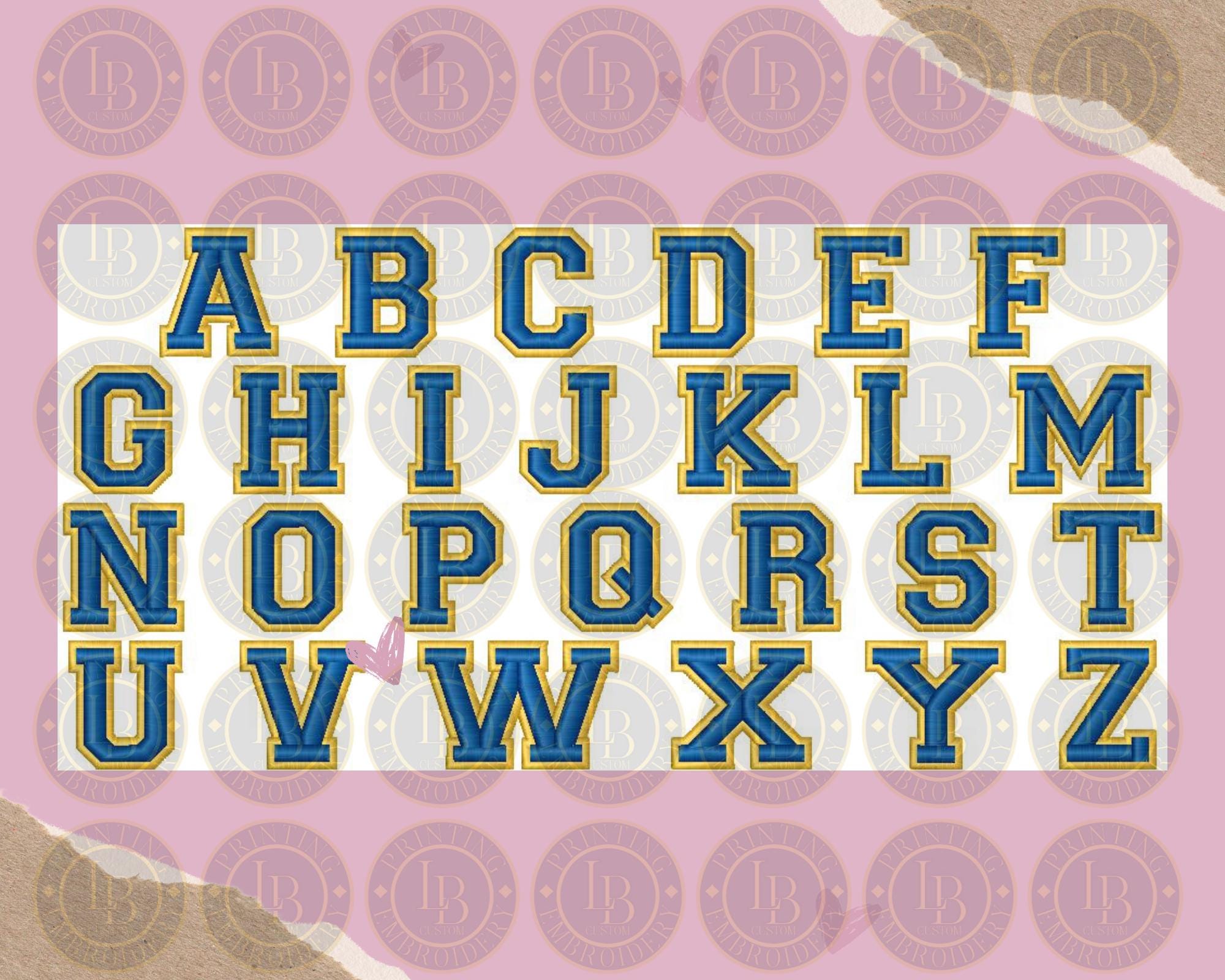 Varsity Puffy Letters Embroidery Design - Digital Download for DIY 3D ...