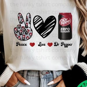 Camiseta retrô Dr Pepper Zero Açúcar: Paz, Amor e Refrigerante