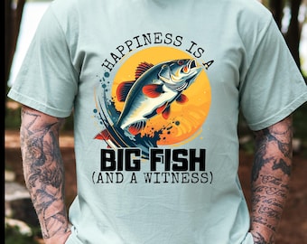 Camiseta de pesca divertida para hombre: camiseta gráfica de pez grande