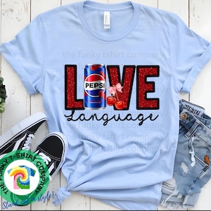 Cherry Pepsi Shirt, Peace Love Pepsi Tee, Retro Soda Lover Shirt, Faux Glitter Soda T Shirt, Funny Cola T Shirt, Vintage Graphic Tee