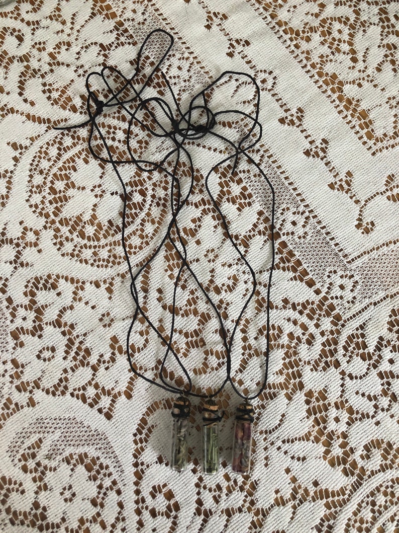Herbal and floral spell jar pendant choose ONE love courage strength and more
