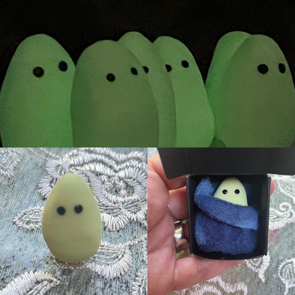 Adopt a ONE ghost spirit pet worry doll stone glows in the dark