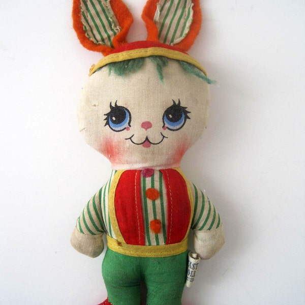 Vintage Mini Easter Rag Doll Bunny by Knickerbocker Toy Company