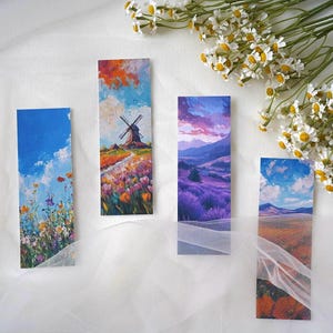 Spring Flower Bookmarks, Handmade Bookmark, Nature Bookmark, Book Lover Gift, Nature Lover Gift, Flower Lover Gift, Oil Paint Style Bookmark