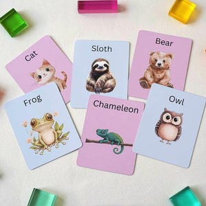 Printable Animal Cards, Montessori Cards, Animal Flashcards, Homeschool Education Resource, Toddler Flashcards, Preschool Resources