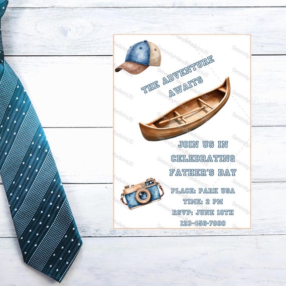 Editable Father's Day Invitation. 5 x 7 Invite Customize in Canva.