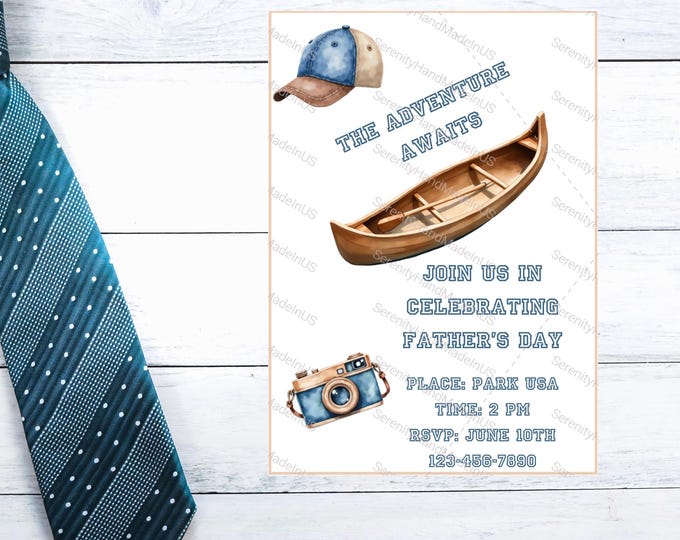 Editable Father's Day Invitation. 5 x 7 Invite Customize in Canva.