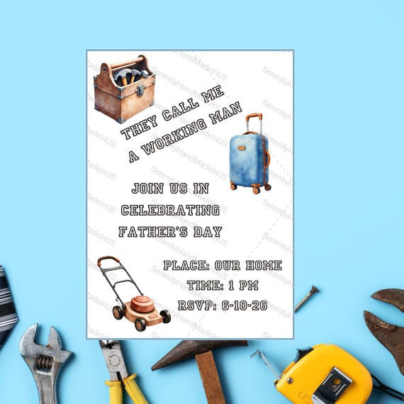 Father's Day Invitation. 5 x 7 Invite Editable in Canva.