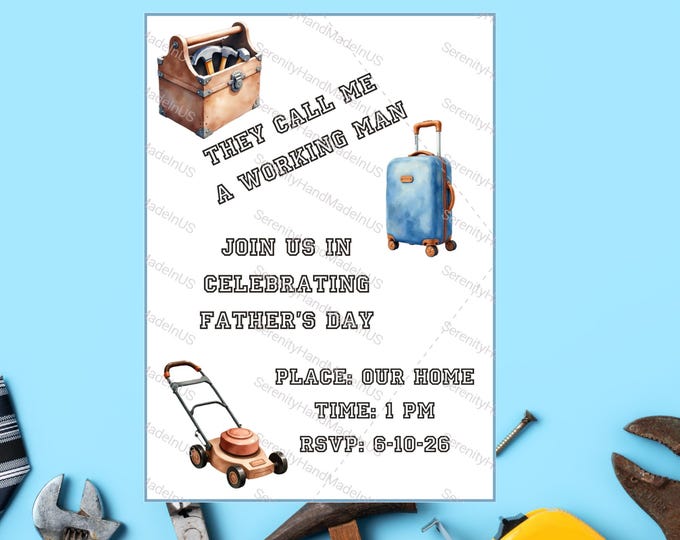 Father's Day Invitation. 5 x 7 Invite Editable in Canva.
