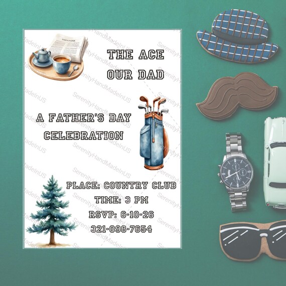 Editable Father's Day Invite. 5 x 7 Invite Customize in Canva.