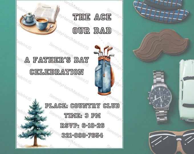 Editable Father's Day Invite. 5 x 7 Invite Customize in Canva.