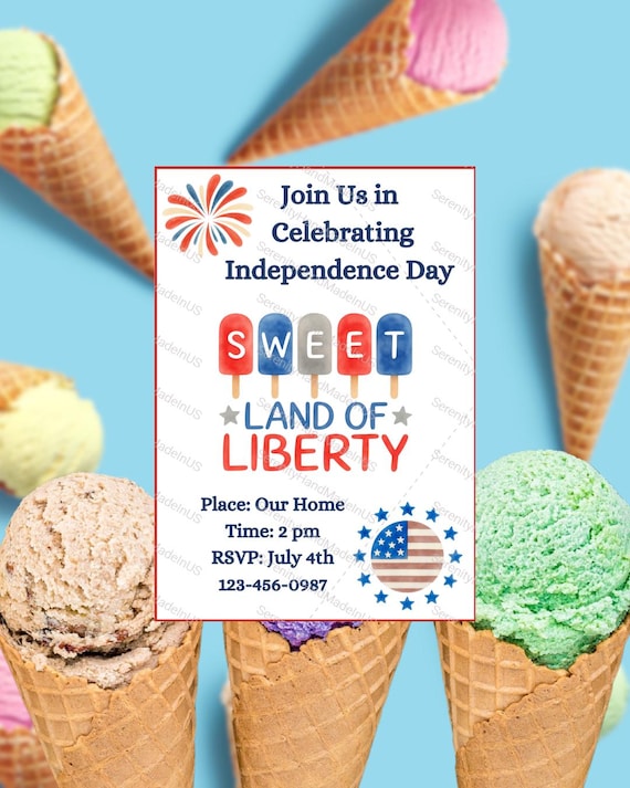 A 4th of July invitation to celebrate the land of the free. Each invitation is 5 x 7 and customizable in Canva.