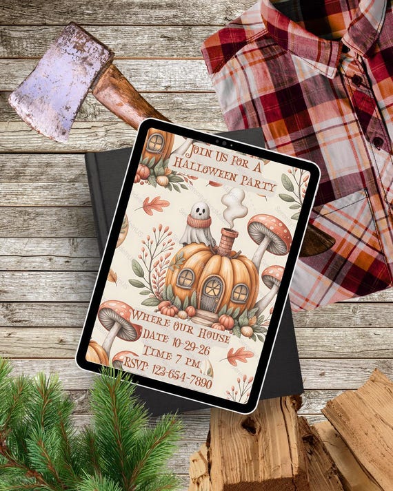 Cute Ghost Invite, Editable in Canva, Spooky Invitation