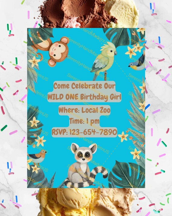 Wild One Invitation, Editable Canva Template (5x7 inches),  One Wild Birthday