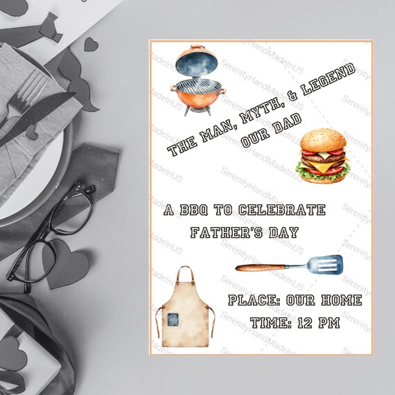 Editable Father's Day Invitation. 5 x 7 Invite Customize in Canva.