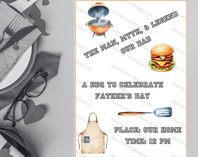 Editable Father's Day Invitation. 5 x 7 Invite Customize in Canva.