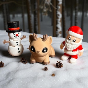Christmas Action Figures - Snowman, Santa Claus and Reindeer - 3D Christmas Decoration