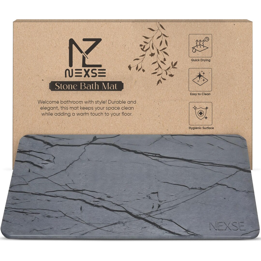 Extra Large Stone Bath Mat ( 32" X 20" ) | Diatomaceous Earth Mat | Non-slip Super Absorbent ...