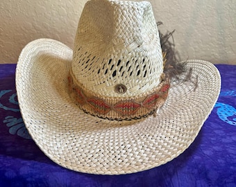 VINTAGE 1970's Resistol Stagecoach Straw Western Rancher Cowboy Hat 7 1 ...