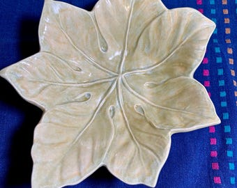 Vintage Studio Pottery Leaf Bowl