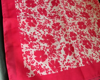 Vibrant Vintage Hot Pink Floral Scarf Made in Italy