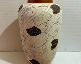 Vintage EIWA West German Pottery Vase - Abstract Graphic Design - Mid-Century Modern