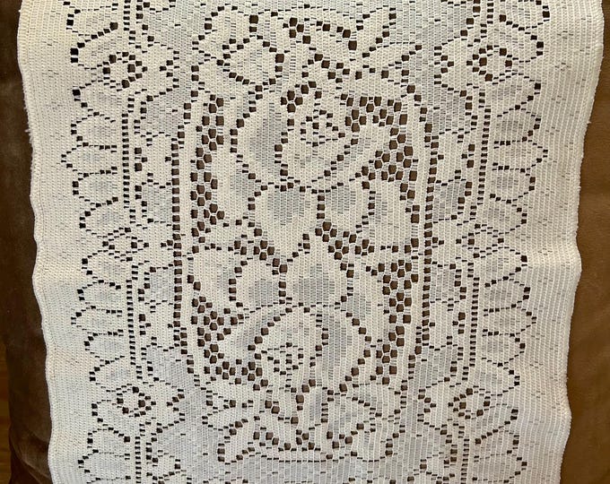 Lace Rectangular Doiley Set of 2 Vintage Filet Lace Rectangular Doilies - Ecru Crochet ...