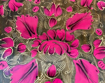 FolkArt Hand-painted Wood Tray- Vintage